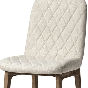 Homeroots Cream And Brown Upholstered Fabric Dining Side Chair  Wood 380432