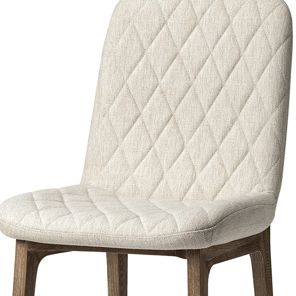 Homeroots Cream And Brown Upholstered Fabric Dining Side Chair  Wood 380432