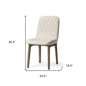 Homeroots Cream And Brown Upholstered Fabric Dining Side Chair  Wood 380432