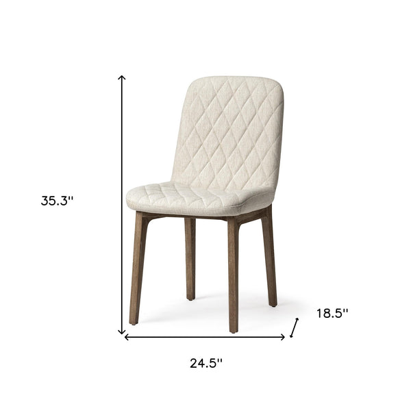 Homeroots Cream And Brown Upholstered Fabric Dining Side Chair  Wood 380432