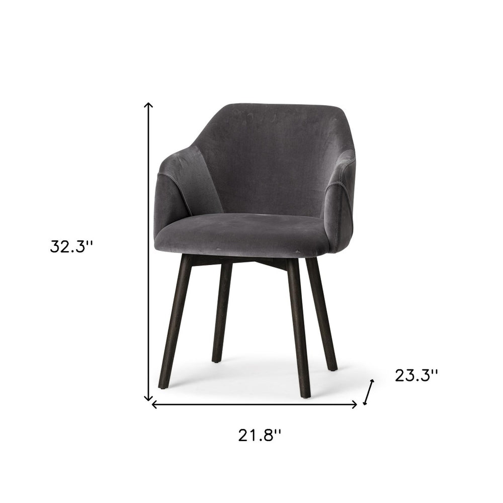 HomeRoots Gray Upholstered Arm Chair - Modern Fabric Dining Seat with Supportive Back and Stylish Design 380434