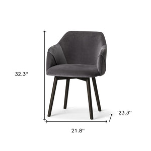 HomeRoots Gray Upholstered Arm Chair - Modern Fabric Dining Seat with Supportive Back and Stylish Design 380434