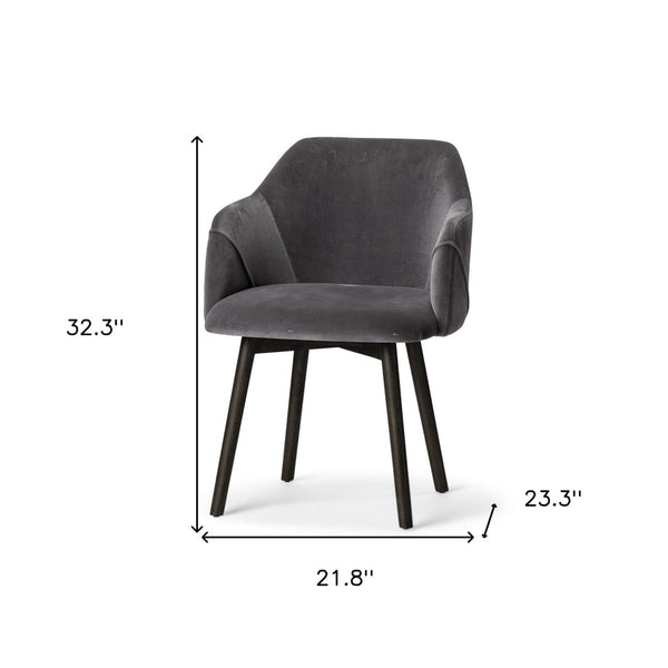 HomeRoots Gray Upholstered Arm Chair - Modern Fabric Dining Seat with Supportive Back and Stylish Design 380434