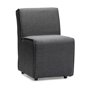 Homeroots Set Of Two Gray Upholstered Fabric Dining Side Chairs With Wheels  Wood 380435