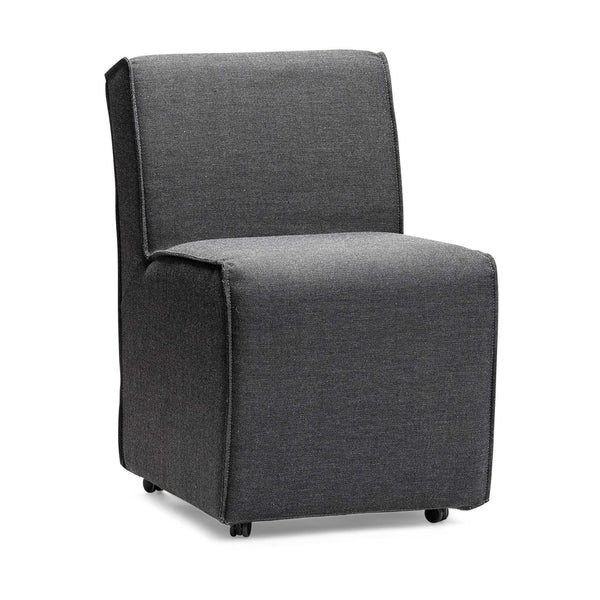 Homeroots Set Of Two Gray Upholstered Fabric Dining Side Chairs With Wheels  Wood 380435