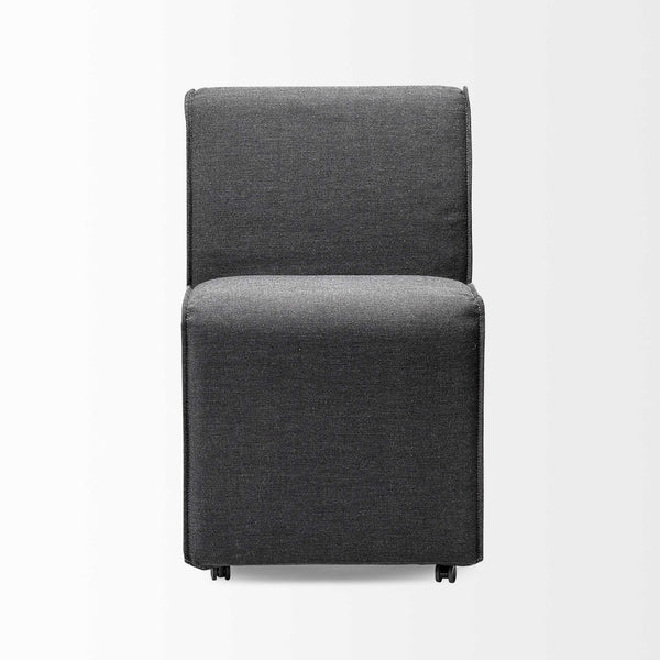 Homeroots Set Of Two Gray Upholstered Fabric Dining Side Chairs With Wheels  Wood 380435