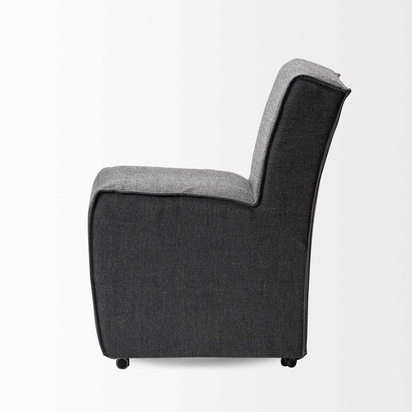 Homeroots Set Of Two Gray Upholstered Fabric Dining Side Chairs With Wheels  Wood 380435