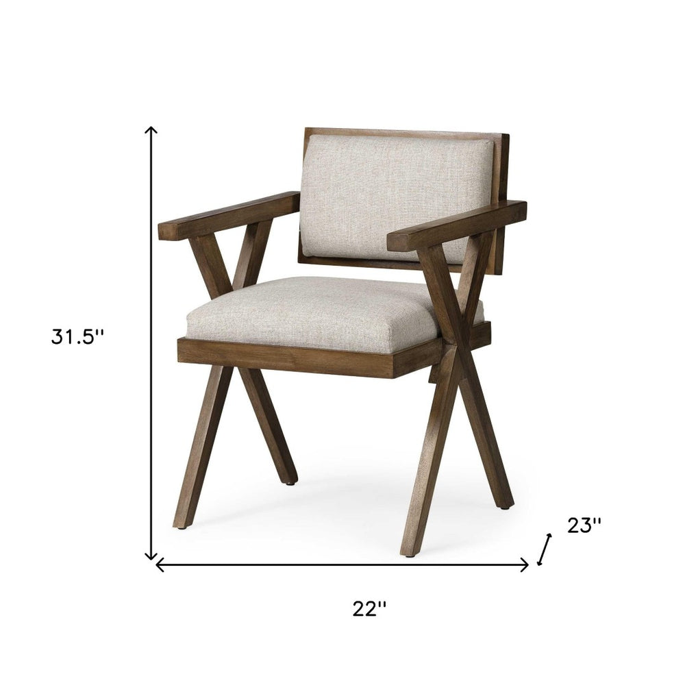 HomeRoots Cream Upholstered Open Back Dining Arm Chair - Modern Design, Comfortable Seating for Every Room 380436