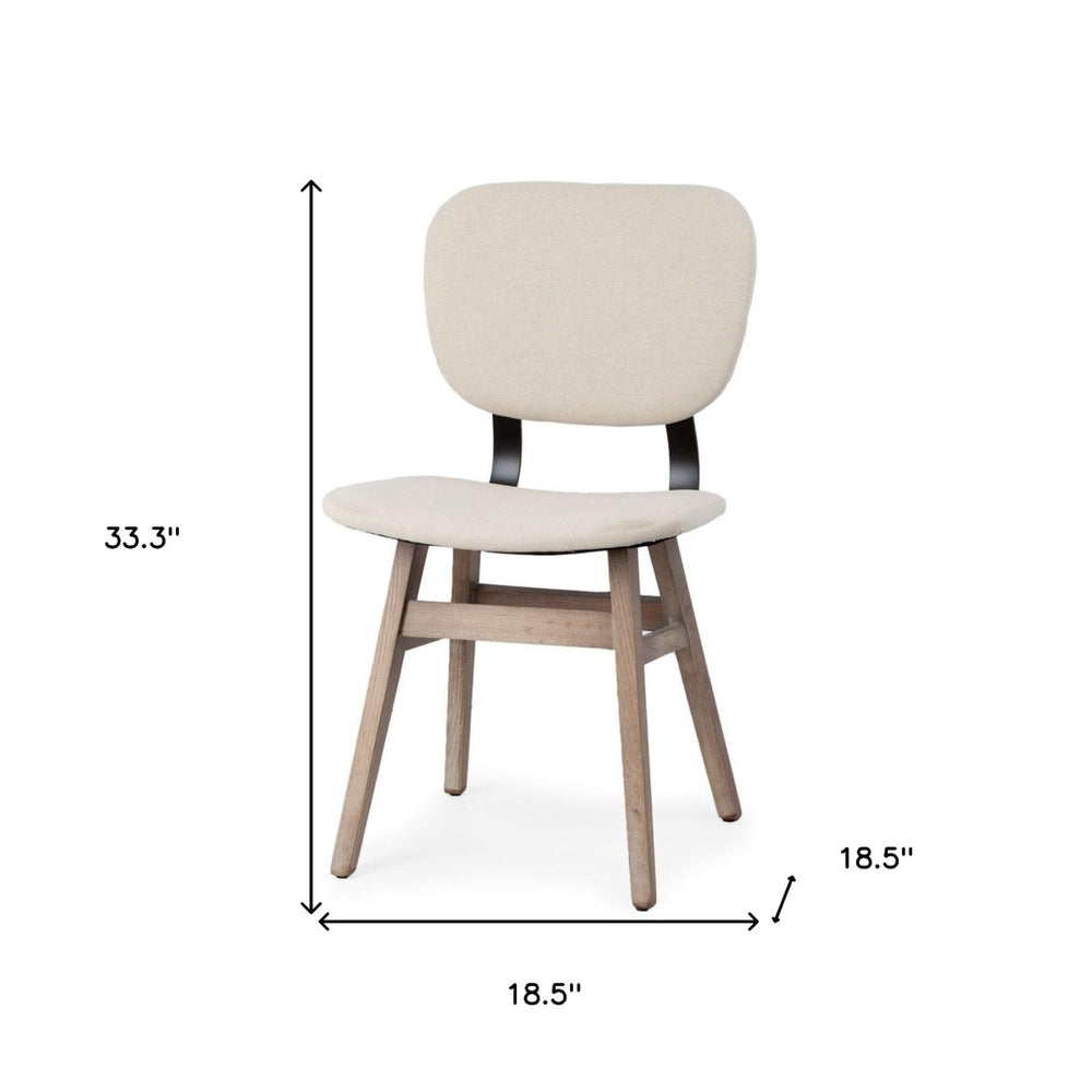 HomeRoots Set of Two Elegant Cream and Brown Upholstered Open-Back Side Chairs for Modern Dining Spaces 380439
