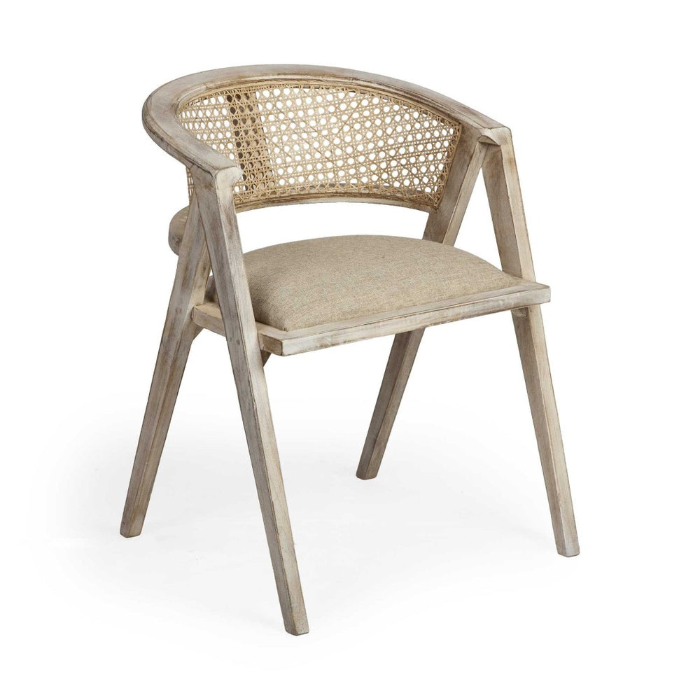 HomeRoots Beige Upholstered Linen Curved Back Dining Chair - Elegant, Coastal-Inspired Armchair for Any Space 380440