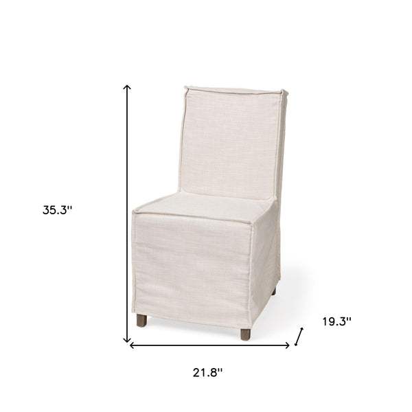 Homeroots Beige And Brown Slipcovered Wood Parsons Chair  Wood 380441