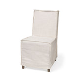 Beige Slipcovered Wood Parsons Chair - Stylish Dining Seating for Home, Hallway, or Foyer Use