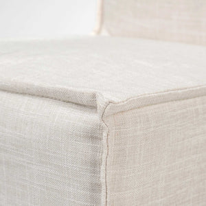 Homeroots Beige And Brown Slipcovered Wood Parsons Chair  Wood 380441