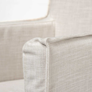 Homeroots Cream And Brown Slipcovered Wood Dining Arm Chair  Wood 380442