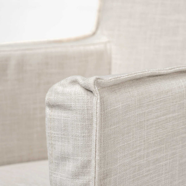 Homeroots Cream And Brown Slipcovered Wood Dining Arm Chair  Wood 380442