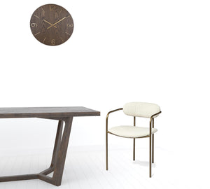 Homeroots Cream And Gold Upholstered Fabric Open Back Dining Arm Chair  Metal 380443