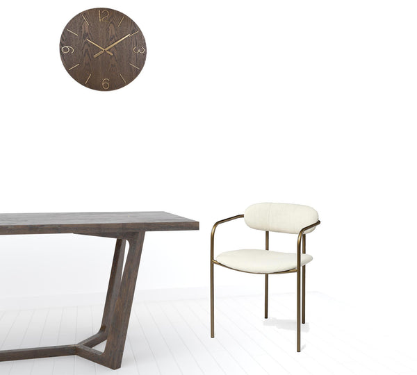 Homeroots Cream And Gold Upholstered Fabric Open Back Dining Arm Chair  Metal 380443