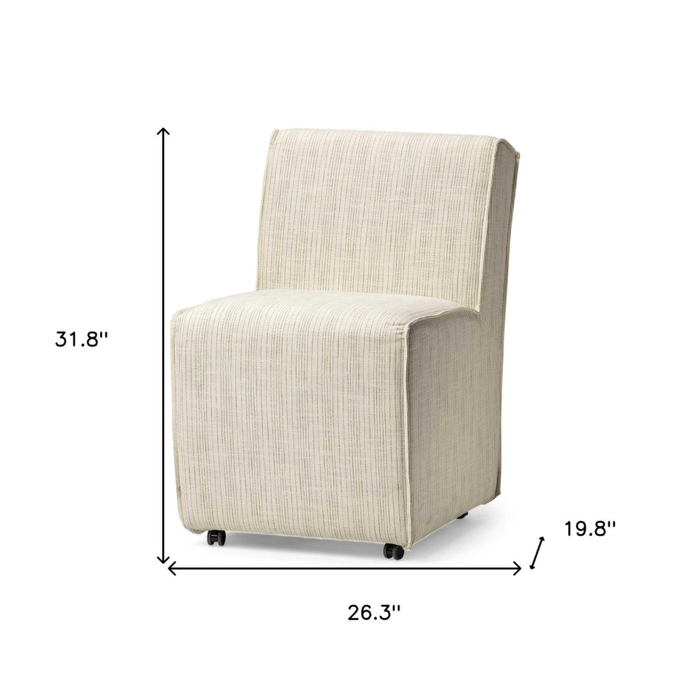 HomeRoots Set of Two Elegant Cream Upholstered Parsons Chairs for Dining, Kitchen, or Living Spaces Upgrade 380445