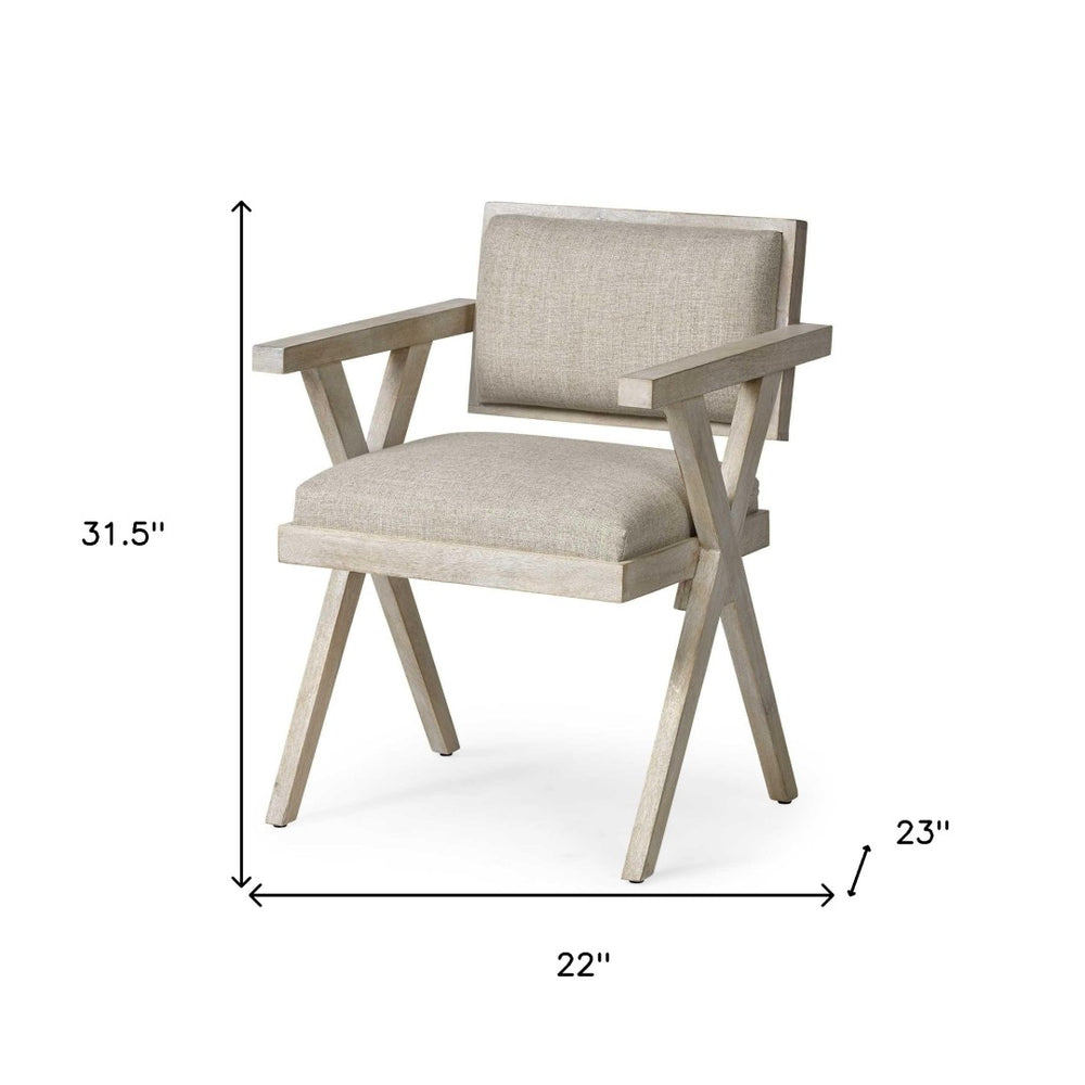 HomeRoots Gray Upholstered Arm Chair – Stylish Open Back Design for Modern Dining & Versatile Home Use 380446