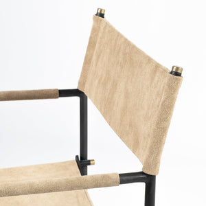 Homeroots Cream And Black Leather Metal Open Back Dining Arm Chair  Metal 380449