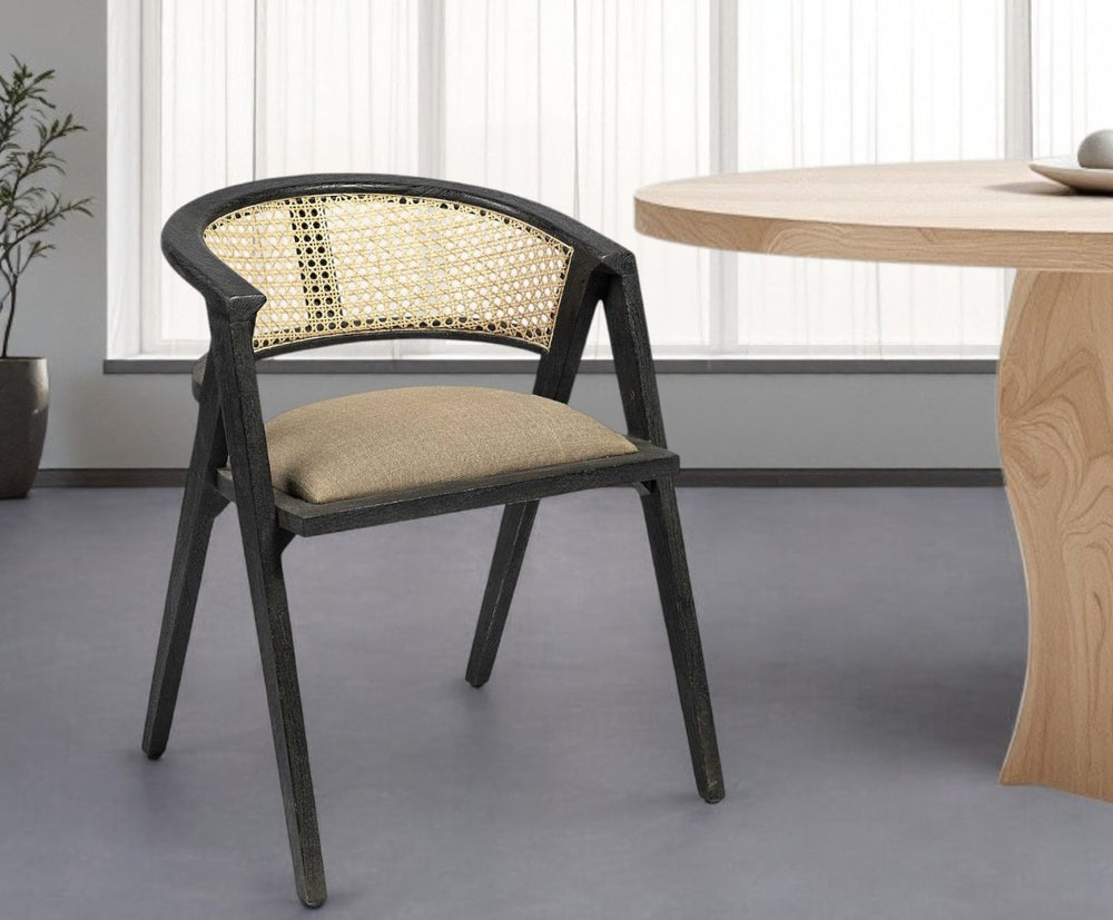 HomeRoots Gray Upholstered Linen Open Back Arm Chair - Modern Design for Dining, Living Spaces & Versatile Use 380450