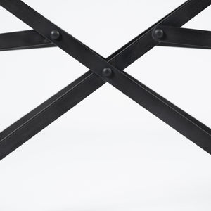 Homeroots Brown And Black Leather Metal Open Back Dining Arm Chair  Metal 380451