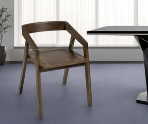 HomeRoots Set of Two Brown Wood Open-Back Arm Chairs – Stylish Comfort for Dining, Entryways, or Living Spaces 380452
