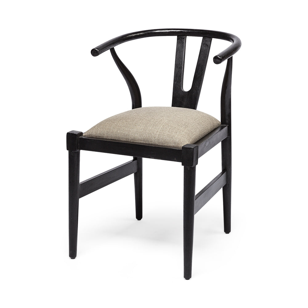Homeroots Beige Upholstered Linen Wishbone Back Dining Side Chair – Stylish Accent For Any Room Decor   380453
