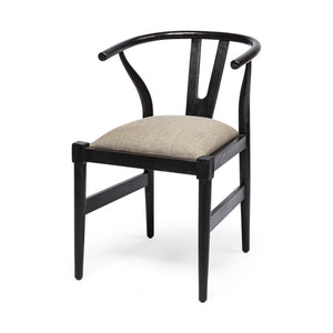 Homeroots Beige Upholstered Linen Wishbone Back Dining Side Chair – Stylish Accent For Any Room Decor   380453