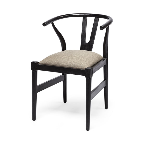 Homeroots Beige Upholstered Linen Wishbone Back Dining Side Chair – Stylish Accent For Any Room Decor   380453