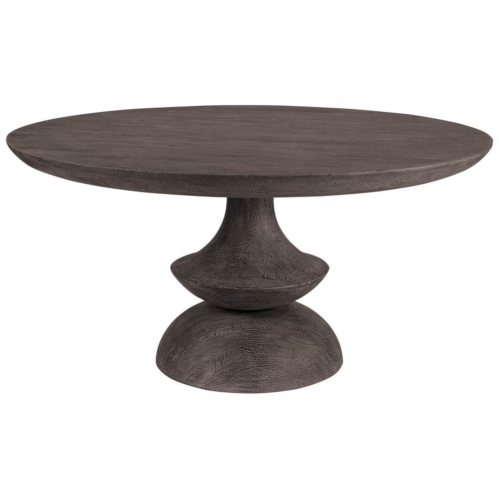 Homeroots 60" Gray Rounded Solid Wood Pedestal Base Dining Table   380457