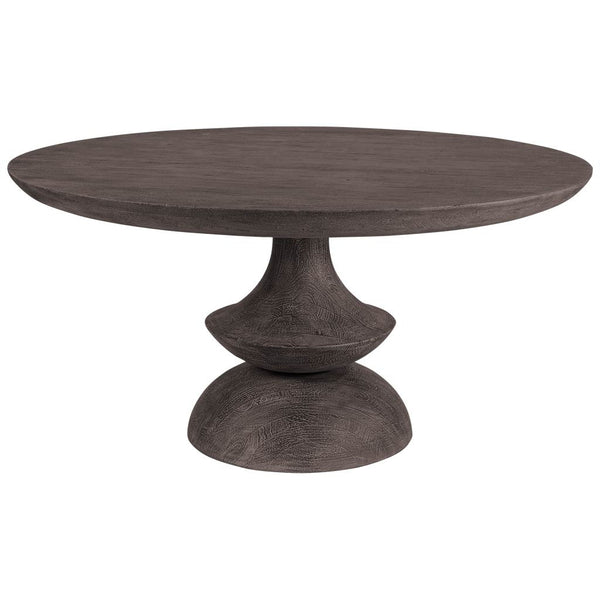 Homeroots 60" Gray Rounded Solid Wood Pedestal Base Dining Table   380457