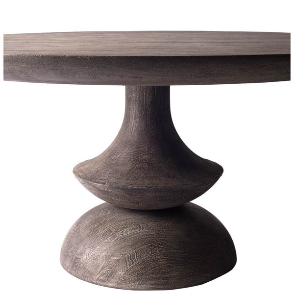 Homeroots 60" Gray Rounded Solid Wood Pedestal Base Dining Table   380457
