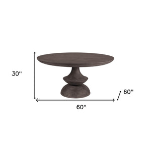 Homeroots 60" Gray Rounded Solid Wood Pedestal Base Dining Table   380457