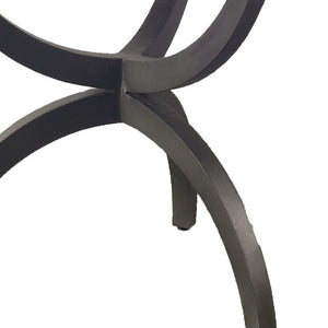 Homeroots 40" Off White And Black Rounded Marble And Metal Three Leg Base Dining Table   380458