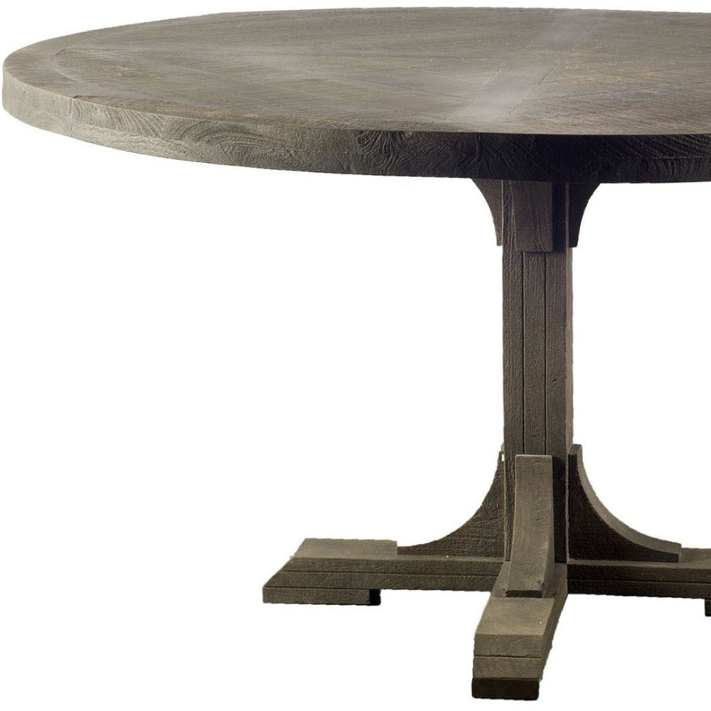 HomeRoots 54" Brown Solid Wood Pedestal Dining Table - Cozy Round Centerpiece for Family Meals & Gatherings 380460