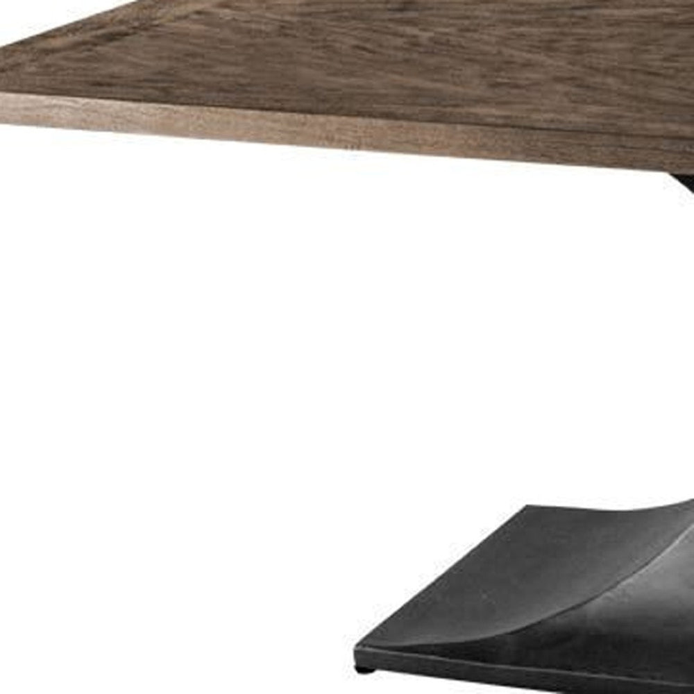 HomeRoots 79" Solid Wood and Metal Pedestal Dining Table – Rustic Charm Meets Industrial Strength for 8! 380462
