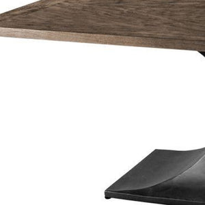HomeRoots 79" Solid Wood and Metal Pedestal Dining Table – Rustic Charm Meets Industrial Strength for 8! 380462