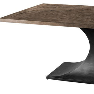HomeRoots 79" Solid Wood and Metal Pedestal Dining Table – Rustic Charm Meets Industrial Strength for 8! 380462