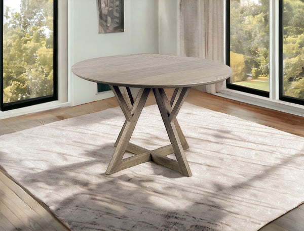 Homeroots 48" Brown Rounded Solid Wood Pedestal Base Dining Table   380463