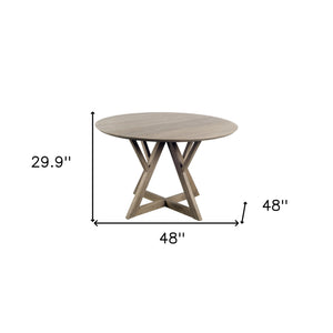 Homeroots 48" Brown Rounded Solid Wood Pedestal Base Dining Table   380463