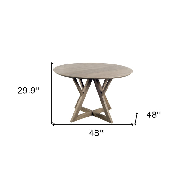 Homeroots 48" Brown Rounded Solid Wood Pedestal Base Dining Table   380463