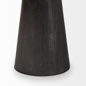 Homeroots 54" Brown Rounded Solid Wood And Metal Pedestal Base Dining Table   380465