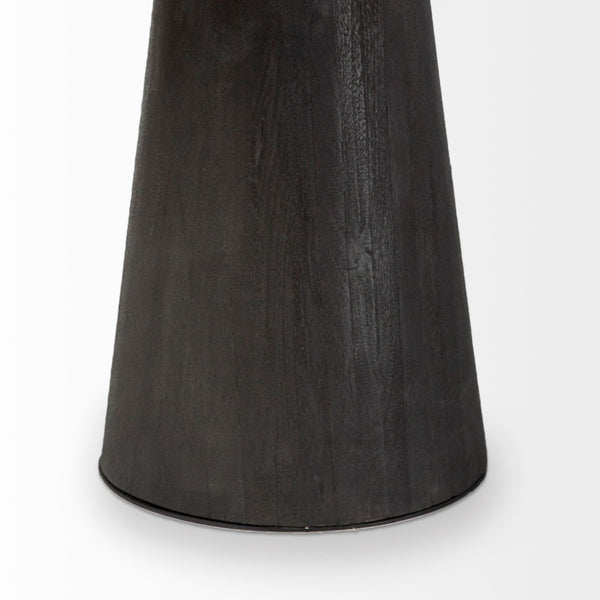 Homeroots 54" Brown Rounded Solid Wood And Metal Pedestal Base Dining Table   380465