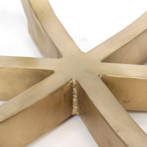 Homeroots 48" White And Gold Rounded Marble And Metal Pedestal Base Dining Table   380467