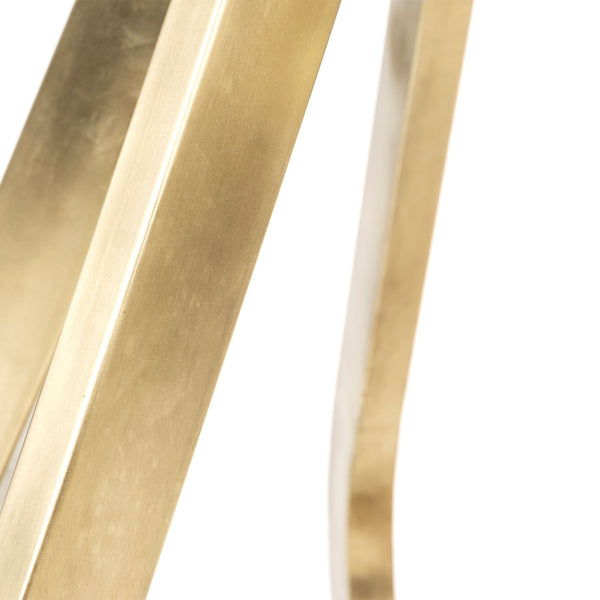 Homeroots 48" White And Gold Rounded Marble And Metal Pedestal Base Dining Table   380467