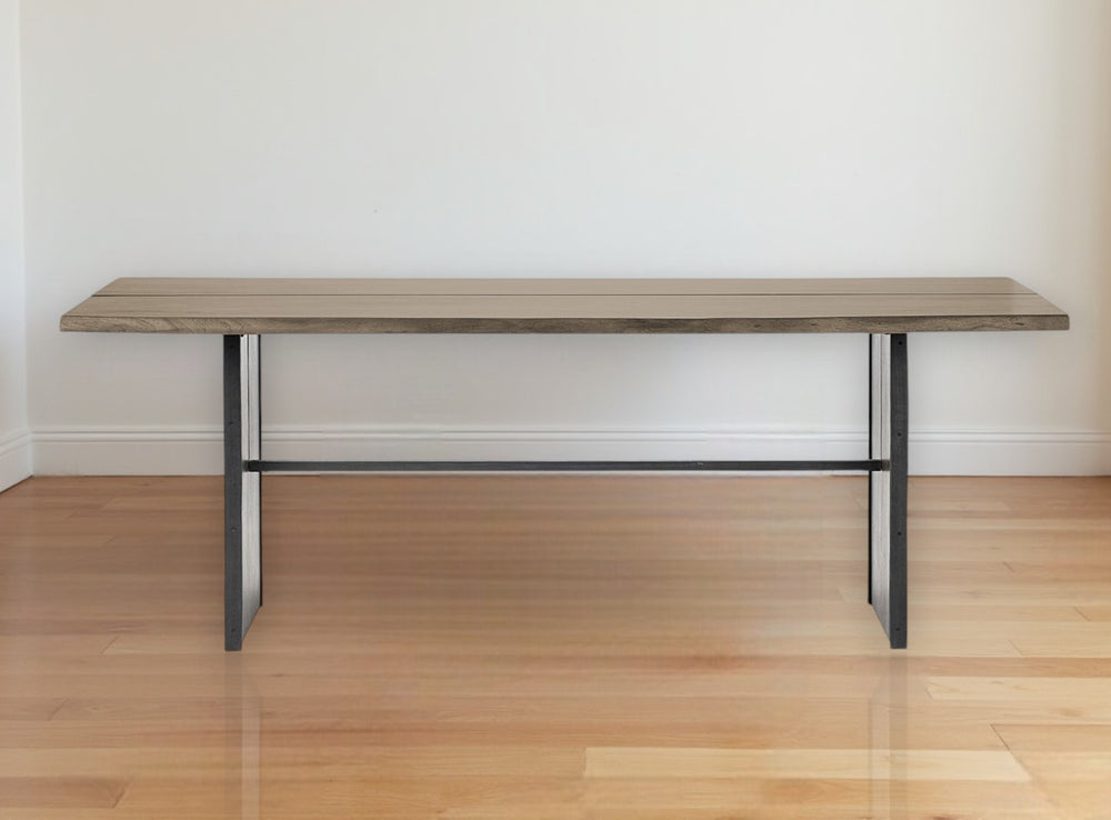 Homeroots 84" Brown Solid Wood Sled Base Dining Table   380468