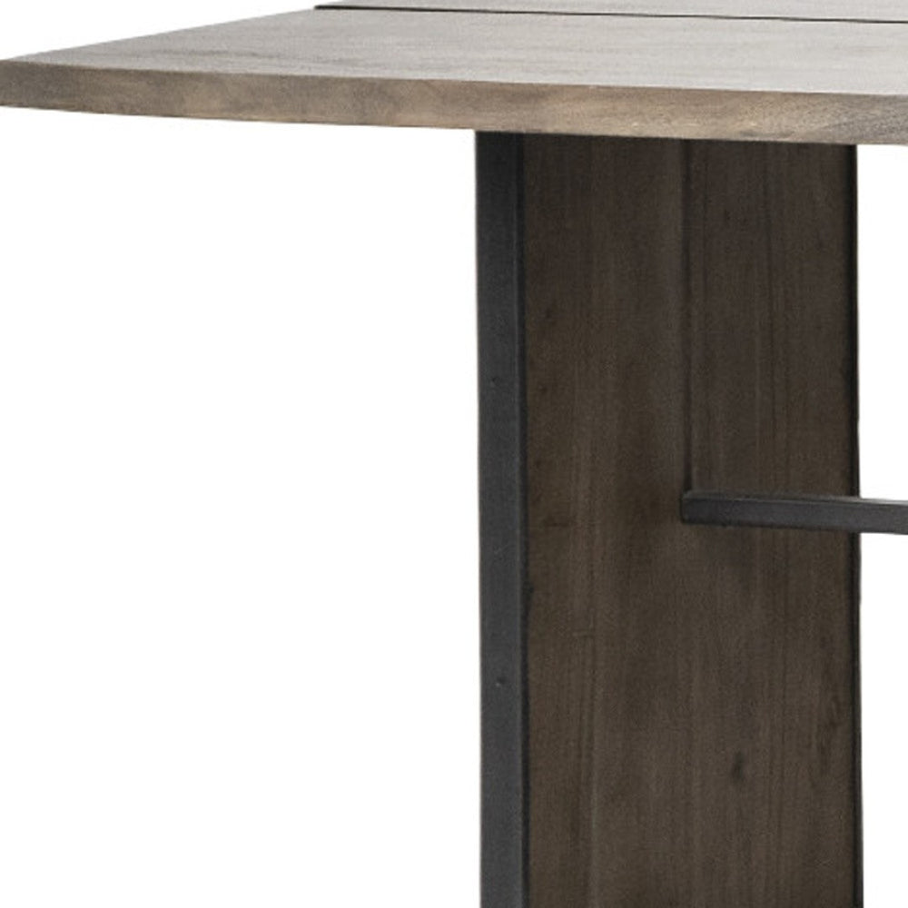 HomeRoots 84" Brown Solid Wood Sled Base Dining Table - Rustic Elegance for Modern Dining & Entertaining Spaces 380468