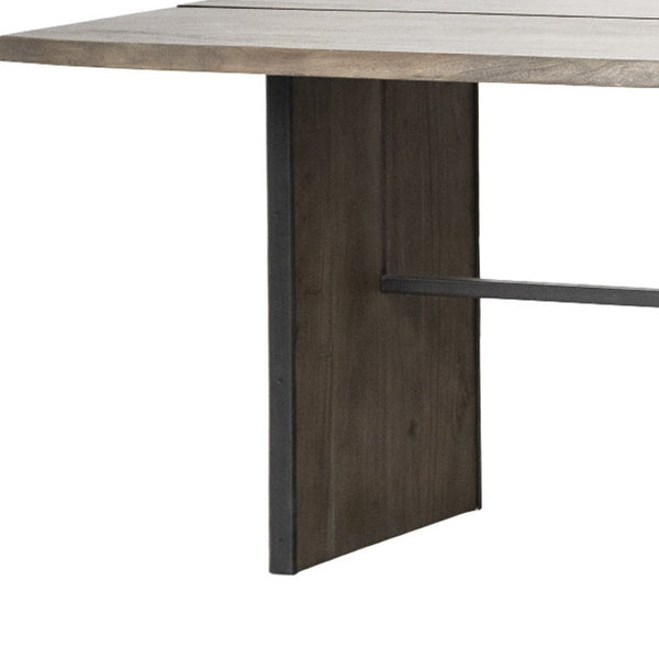 HomeRoots 84" Brown Solid Wood Sled Base Dining Table - Rustic Elegance for Modern Dining & Entertaining Spaces 380468