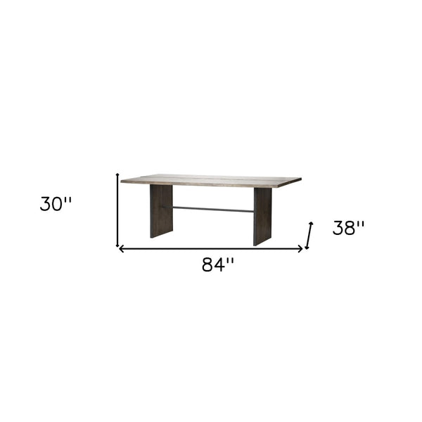 HomeRoots 84" Brown Solid Wood Sled Base Dining Table - Rustic Elegance for Modern Dining & Entertaining Spaces 380468